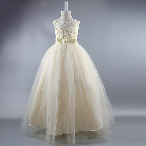 Ball Gown Ankle Length Flower Girl Dresses Wedding Satin Sleeveless Jewel Neck with Lace / First Communion / Beautiful Back / Elegant / See Through
Ball Gown Ankle Length Flower Girl Dresses Wedding Satin Sleeveless Jewel Neck with Lace / First Communion / Beautiful Back / Elegant / See Through
