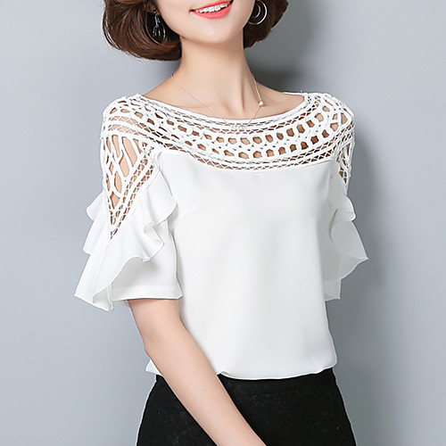 Women's Blouse Solid Colored Short Sleeve Daily Tops Sophisticated White Black Red
Women's Blouse Solid Colored Short Sleeve Daily Tops Sophisticated White Black Red