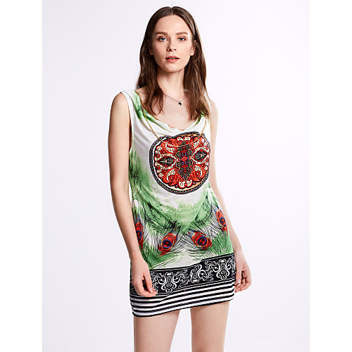 Women's Sheath Dress Midi Dress Green Orange Brown Sleeveless Print Cowl Neck Club Skinny Boho Bohemia Beach One-Size
Women's Sheath Dress Midi Dress Green Orange Brown Sleeveless Print Cowl Neck Club Skinny Boho Bohemia Beach One-Size