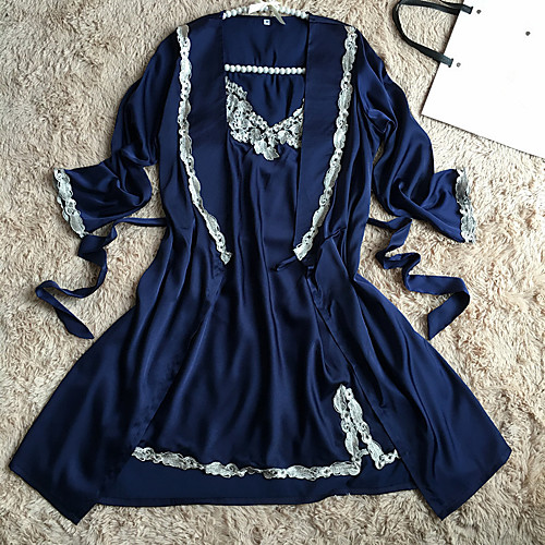 Women's Satin & Silk Robes Pajamas Solid Colored Polyester Casual Daily Wear Home Long Sleeve Belt Included / Sexy
Women's Satin & Silk Robes Pajamas Solid Colored Polyester Casual Daily Wear Home Long Sleeve Belt Included / Sexy