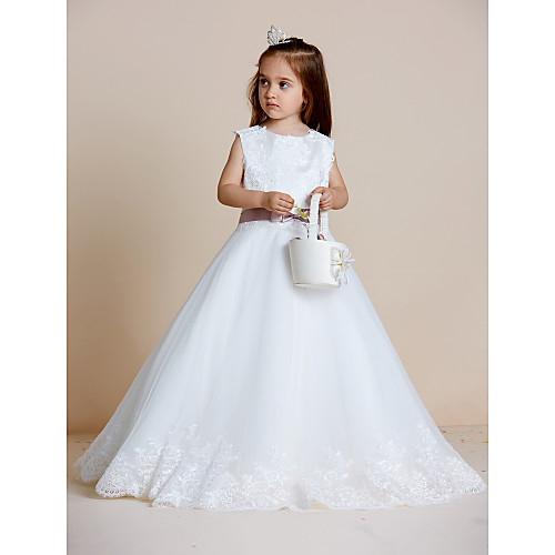 A-Line Floor Length Flower Girl Dresses Wedding Satin Sleeveless Jewel Neck with Sash / Ribbon / First Communion
A-Line Floor Length Flower Girl Dresses Wedding Satin Sleeveless Jewel Neck with Sash / Ribbon / First Communion