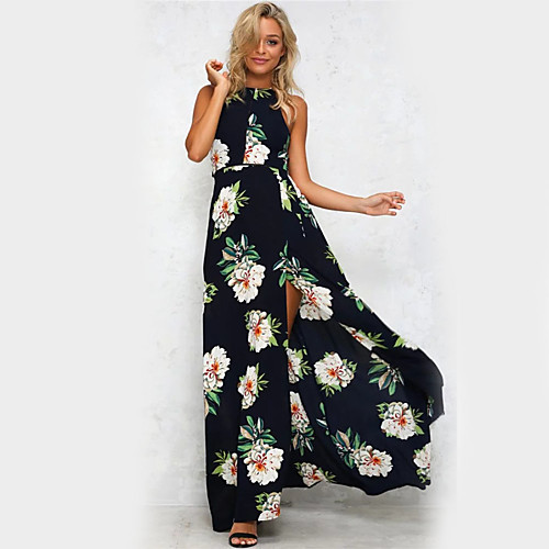 Women's Sheath Dress Maxi long Dress Khaki White Navy Blue Sleeveless Floral Summer Halter Neck Streetwear Holiday Going out Floral S M L XL XXL
Women's Sheath Dress Maxi long Dress Khaki White Navy Blue Sleeveless Floral Summer Halter Neck Streetwear Holiday Going out Floral S M L XL XXL