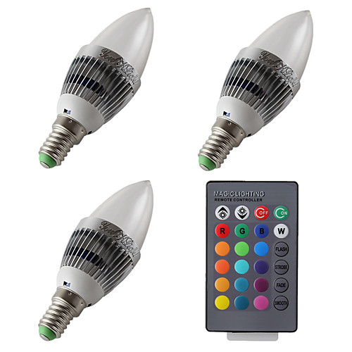 3pcs 3 W LED Candle Lights 300-400 lm E14 1 LED Beads High Power LED Dimmable Remote-Controlled RGB 12 V 85-265 V / 3 pcs
3pcs 3 W LED Candle Lights 300-400 lm E14 1 LED Beads High Power LED Dimmable Remote-Controlled RGB 12 V 85-265 V / 3 pcs
