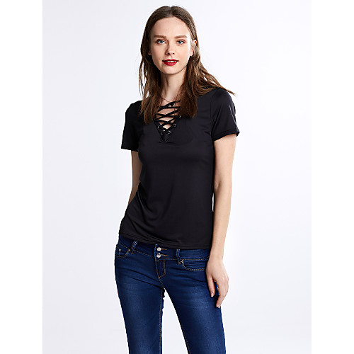 Women's T shirt Solid Colored Ruched Short Sleeve Daily Tops White Black Khaki
Women's T shirt Solid Colored Ruched Short Sleeve Daily Tops White Black Khaki