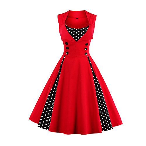 Women's A Line Dress Midi Dress Wine Fuchsia Red Navy Blue Light Blue Sleeveless Red Polka Dot Patchwork Polka Dots Color Block Button Spring Summer Round Neck Party 1950s Hot Going out S M L XL XXL
Women's A Line Dress Midi Dress Wine Fuchsia Red Navy Blue Light Blue Sleeveless Red Polka Dot Patchwork Polka Dots Color Block Button Spring Summer Round Neck Party 1950s Hot Going out S M L XL XXL