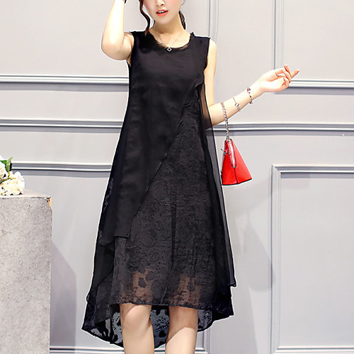 Women's A Line Dress Knee Length Dress White Black Sleeveless Black Solid Colored Summer Round Neck Going out Loose S M L XL XXL 3XL 4XL 5XL / Plus Size / Plus Size
Women's A Line Dress Knee Length Dress White Black Sleeveless Black Solid Colored Summer Round Neck Going out Loose S M L XL XXL 3XL 4XL 5XL / Plus Size / Plus Size