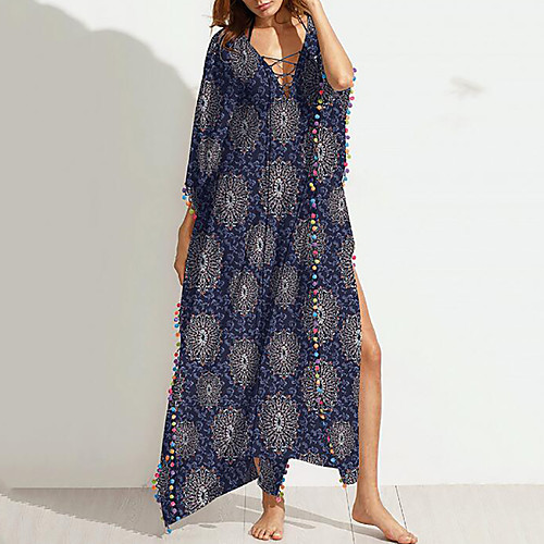Women's Loose Maxi long Dress Blue Tribal Print Summer V Neck Beach Oversized Lace up M L XL XXL
Women's Loose Maxi long Dress Blue Tribal Print Summer V Neck Beach Oversized Lace up M L XL XXL