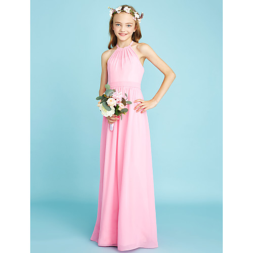 A-Line Floor Length Junior Bridesmaid Dress Chiffon Sleeveless Halter Neck with Sash / Ribbon / Natural
A-Line Floor Length Junior Bridesmaid Dress Chiffon Sleeveless Halter Neck with Sash / Ribbon / Natural