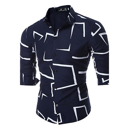 Men's Shirt Geometric Print Long Sleeve Daily Slim Tops Classic Collar White Black Navy Blue / Summer
Men's Shirt Geometric Print Long Sleeve Daily Slim Tops Classic Collar White Black Navy Blue / Summer