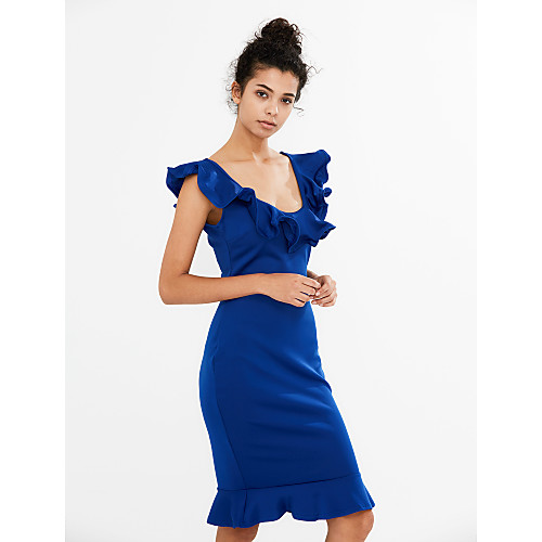 Women's Bodycon Knee Length Dress Blue Yellow Blushing Pink Sleeveless Solid Colored Ruffle Summer V Neck Going out Off Shoulder S M L XL
Women's Bodycon Knee Length Dress Blue Yellow Blushing Pink Sleeveless Solid Colored Ruffle Summer V Neck Going out Off Shoulder S M L XL