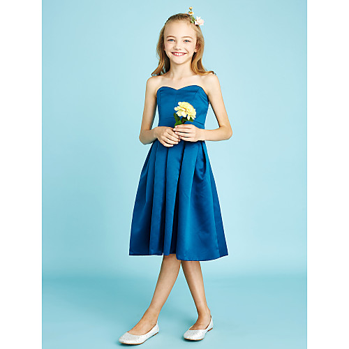 A-Line Knee Length Junior Bridesmaid Dress Satin Sleeveless Sweetheart Neckline with Sash / Ribbon / Natural
A-Line Knee Length Junior Bridesmaid Dress Satin Sleeveless Sweetheart Neckline with Sash / Ribbon / Natural