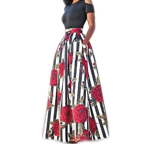 Women's Two Piece Dress Maxi long Dress Black Short Sleeve Floral Striped Print Summer Round Neck Holiday Floral S M L XL XXL / Cotton / Cotton
Women's Two Piece Dress Maxi long Dress Black Short Sleeve Floral Striped Print Summer Round Neck Holiday Floral S M L XL XXL / Cotton / Cotton