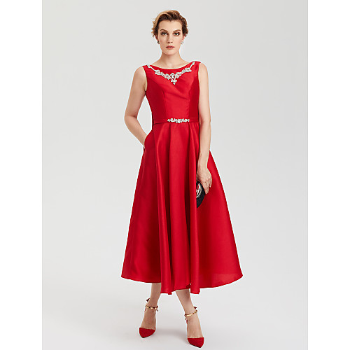 A-Line Elegant Open Back Evening Party Formal Dress Jewel Neck Sleeveless Tea Length Satin with Rhinestone Crystal Sash / Ribbon 2020
A-Line Elegant Open Back Evening Party Formal Dress Jewel Neck Sleeveless Tea Length Satin with Rhinestone Crystal Sash / Ribbon 2020