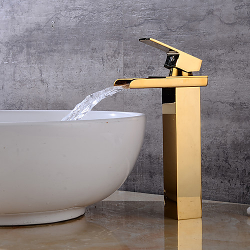 Brass Bathroom Sink Faucet,Golden Single Handle One Hole Waterfall Bath Taps with Hot and Cold Water
Brass Bathroom Sink Faucet,Golden Single Handle One Hole Waterfall Bath Taps with Hot and Cold Water