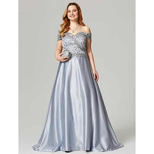 A-Line Sparkle & Shine Open Back Beaded & Sequin Holiday Cocktail Party Prom Dress Off Shoulder Short Sleeve Sweep / Brush Train Satin with Crystals Beading 2021
A-Line Sparkle & Shine Open Back Beaded & Sequin Holiday Cocktail Party Prom Dress Off Shoulder Short Sleeve Sweep / Brush Train Satin with Crystals Beading 2021