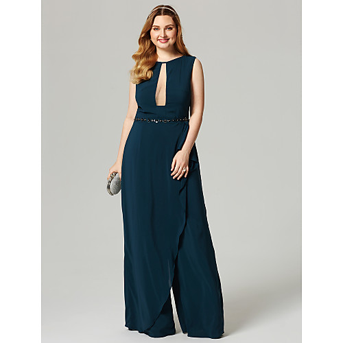 Sheath / Column Elegant Keyhole Holiday Cocktail Party Formal Evening Dress Jewel Neck Sleeveless Floor Length Chiffon with Beading 2021
Sheath / Column Elegant Keyhole Holiday Cocktail Party Formal Evening Dress Jewel Neck Sleeveless Floor Length Chiffon with Beading 2021