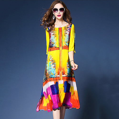 Women's Loose Midi Dress Yellow 3/4 Length Sleeve Abstract Print Spring Summer Round Neck Holiday Going out Loose M L XL XXL
Women's Loose Midi Dress Yellow 3/4 Length Sleeve Abstract Print Spring Summer Round Neck Holiday Going out Loose M L XL XXL