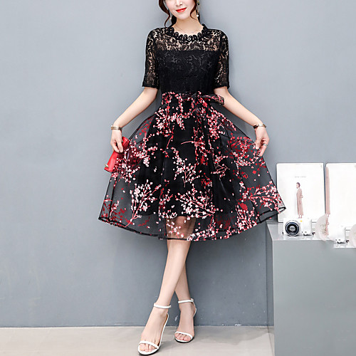 Women's A Line Dress Knee Length Dress White Red Short Sleeve Patchwork Embroidered Pleated Mesh Lace Summer Round Neck Party Going out S M L XL
Women's A Line Dress Knee Length Dress White Red Short Sleeve Patchwork Embroidered Pleated Mesh Lace Summer Round Neck Party Going out S M L XL
