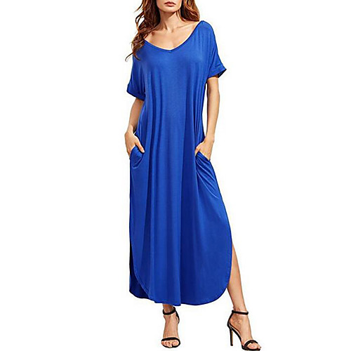 Women's Loose Maxi long Dress Blue Wine Gray Black Short Sleeve Blue Solid Colored Summer V Neck S M L XL XXL / Cotton / Cotton
Women's Loose Maxi long Dress Blue Wine Gray Black Short Sleeve Blue Solid Colored Summer V Neck S M L XL XXL / Cotton / Cotton