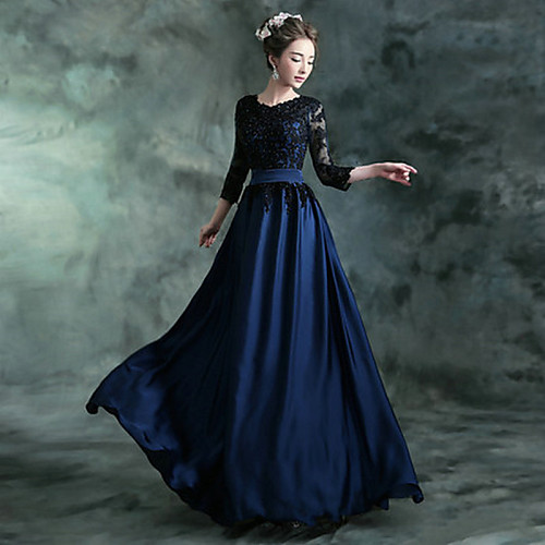Sheath / Column Elegant Keyhole Prom Formal Evening Dress Jewel Neck 3/4 Length Sleeve Floor Length Chiffon Satin Floral Lace with Appliques 2021
Sheath / Column Elegant Keyhole Prom Formal Evening Dress Jewel Neck 3/4 Length Sleeve Floor Length Chiffon Satin Floral Lace with Appliques 2021