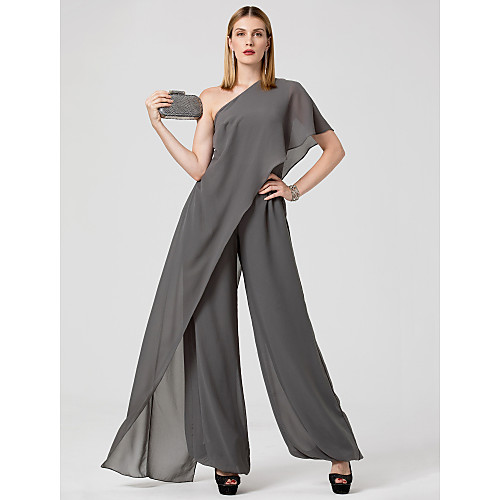 Jumpsuits Sexy Wedding Guest Formal Evening Dress One Shoulder Sleeveless Floor Length Chiffon with Draping 2021
Jumpsuits Sexy Wedding Guest Formal Evening Dress One Shoulder Sleeveless Floor Length Chiffon with Draping 2021