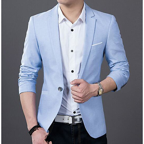 Men's Blazer Daily Work Solid Colored Slim Cotton Men's Suit Black / Light Blue - Notch lapel collar / Spring / Summer / Long Sleeve / Plus Size
Men's Blazer Daily Work Solid Colored Slim Cotton Men's Suit Black / Light Blue - Notch lapel collar / Spring / Summer / Long Sleeve / Plus Size