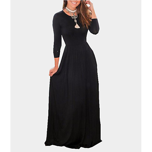 Women's Swing Dress Maxi long Dress Black Long Sleeve Solid Colored Fall Winter Round Neck / Cotton / Cotton
Women's Swing Dress Maxi long Dress Black Long Sleeve Solid Colored Fall Winter Round Neck / Cotton / Cotton