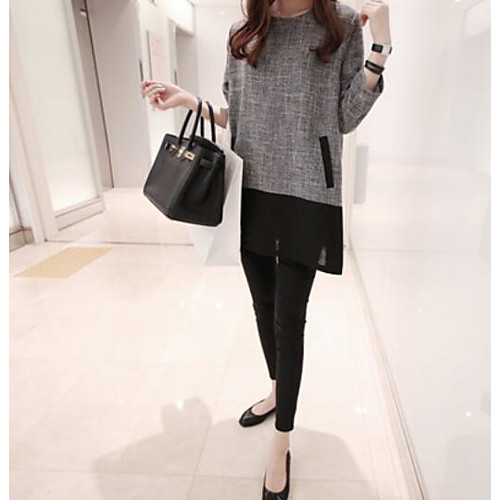 Women's T shirt Solid Colored Long Sleeve Daily Tops Cotton Casual White Light gray
Women's T shirt Solid Colored Long Sleeve Daily Tops Cotton Casual White Light gray