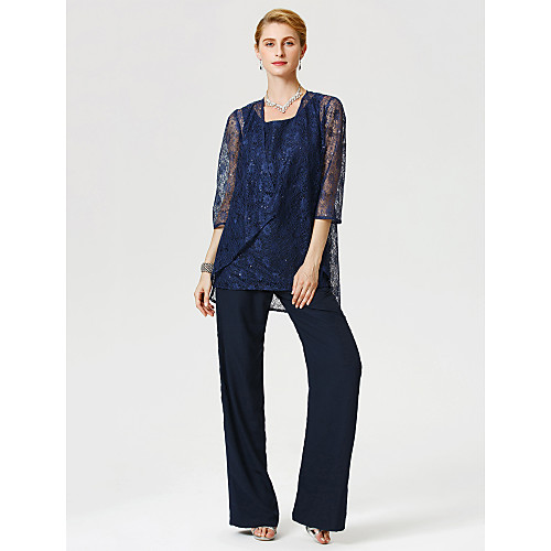 Jumpsuits Sheath / Column Pantsuit / Jumpsuit Mother of the Bride Dress Convertible Dress Two Piece Jumpsuits Scoop Neck Floor Length Chiffon Sheer Lace 3/4 Length Sleeve with Lace 2021
Jumpsuits Sheath / Column Pantsuit / Jumpsuit Mother of the Bride Dress Convertible Dress Two Piece Jumpsuits Scoop Neck Floor Length Chiffon Sheer Lace 3/4 Length Sleeve with Lace 2021