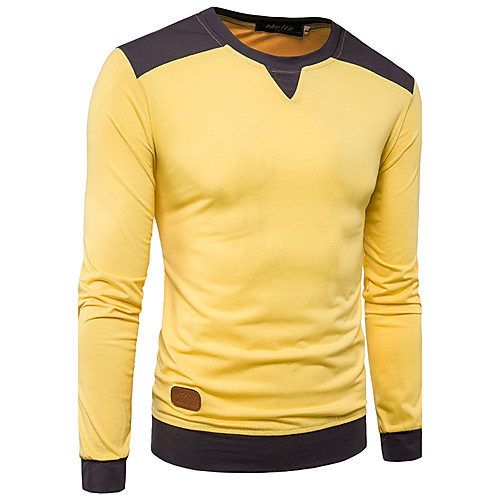 Men's T shirt Color Block Long Sleeve Daily Tops Cotton Basic Yellow Light gray
Men's T shirt Color Block Long Sleeve Daily Tops Cotton Basic Yellow Light gray