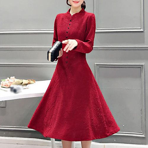 Women's Sheath Dress Midi Dress Red Long Sleeve Red Solid Colored Fall Stand Collar Going out M L XL XXL 3XL 4XL / Plus Size / Plus Size
Women's Sheath Dress Midi Dress Red Long Sleeve Red Solid Colored Fall Stand Collar Going out M L XL XXL 3XL 4XL / Plus Size / Plus Size