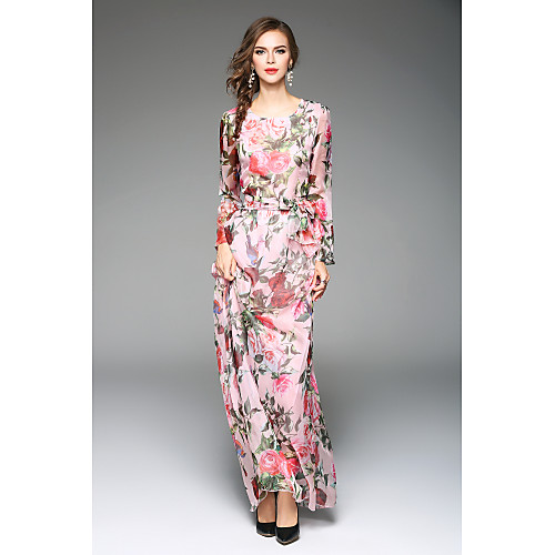 Women's Swing Dress Maxi long Dress Blushing Pink Long Sleeve Floral Spring Round Neck Going out Floral XS S M L XL XXL / Silk
Women's Swing Dress Maxi long Dress Blushing Pink Long Sleeve Floral Spring Round Neck Going out Floral XS S M L XL XXL / Silk