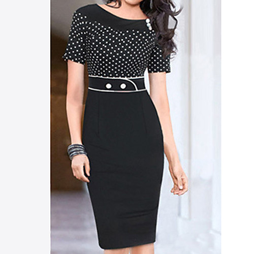 Women's Sheath Dress Knee Length Dress Black Short Sleeve Black Polka Dot Fall Spring Round Neck Streetwear Work Slim M L XL XXL / Cotton / Cotton
Women's Sheath Dress Knee Length Dress Black Short Sleeve Black Polka Dot Fall Spring Round Neck Streetwear Work Slim M L XL XXL / Cotton / Cotton