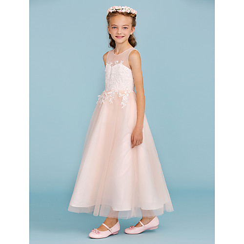 Princess Ankle Length Junior Bridesmaid Dress Party Lace Jewel Neck with Sash / Ribbon / Wedding Party / Open Back
Princess Ankle Length Junior Bridesmaid Dress Party Lace Jewel Neck with Sash / Ribbon / Wedding Party / Open Back
