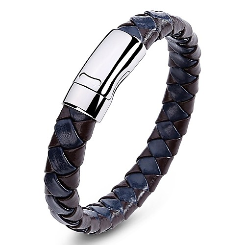 Men's Cuff Bracelet Leather Bracelet Geometrical woven Fashion Vintage Leather Bracelet Jewelry Blue / Black / Brown For Casual Daily / Titanium Steel
Men's Cuff Bracelet Leather Bracelet Geometrical woven Fashion Vintage Leather Bracelet Jewelry Blue / Black / Brown For Casual Daily / Titanium Steel