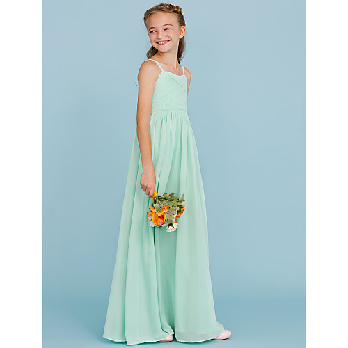 Princess Floor Length Junior Bridesmaid Dress Party Chiffon Spaghetti Strap with Criss Cross / Wedding Party / Open Back
Princess Floor Length Junior Bridesmaid Dress Party Chiffon Spaghetti Strap with Criss Cross / Wedding Party / Open Back