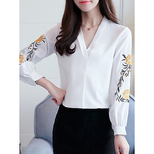 Women's Blouse Embroidery Solid Colored Embroidered Long Sleeve Daily Tops White Black Red
Women's Blouse Embroidery Solid Colored Embroidered Long Sleeve Daily Tops White Black Red