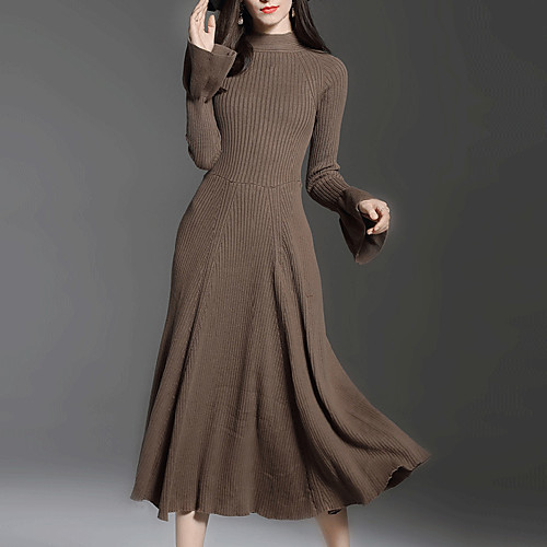 Women's Sheath Dress Midi Dress Camel Black Long Sleeve Solid Colored Fall Winter Stand Collar Streetwear Sophisticated Boho Going out Work S M L
Women's Sheath Dress Midi Dress Camel Black Long Sleeve Solid Colored Fall Winter Stand Collar Streetwear Sophisticated Boho Going out Work S M L