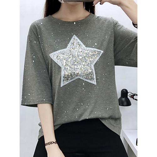 Women's T shirt Embroidery Plus Size Sequins Embroidered Short Sleeve Daily Tops Streetwear Punk & Gothic Sophisticated Black Gray
Women's T shirt Embroidery Plus Size Sequins Embroidered Short Sleeve Daily Tops Streetwear Punk & Gothic Sophisticated Black Gray
