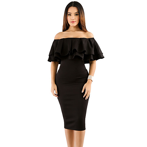 Women's Bodycon Midi Dress Black Short Sleeve Floral Solid Colored Summer Boat Neck Off Shoulder XL XXL 3XL / Plus Size / Plus Size / Ruffle
Women's Bodycon Midi Dress Black Short Sleeve Floral Solid Colored Summer Boat Neck Off Shoulder XL XXL 3XL / Plus Size / Plus Size / Ruffle
