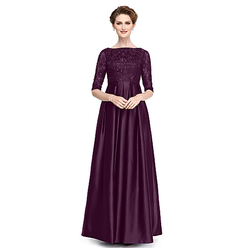 A-Line Mother of the Bride Dress Plus Size Elegant Bateau Neck Floor Length Lace Stretch Satin Half Sleeve with Beading 2021
A-Line Mother of the Bride Dress Plus Size Elegant Bateau Neck Floor Length Lace Stretch Satin Half Sleeve with Beading 2021