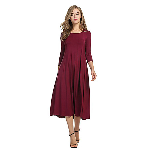 Women's Sheath Dress Midi Dress Purple Wine Black Navy Blue 3/4 Length Sleeve Solid Colored Fall Winter Round Neck Holiday Going out Loose S M L XL XXL 3XL
Women's Sheath Dress Midi Dress Purple Wine Black Navy Blue 3/4 Length Sleeve Solid Colored Fall Winter Round Neck Holiday Going out Loose S M L XL XXL 3XL