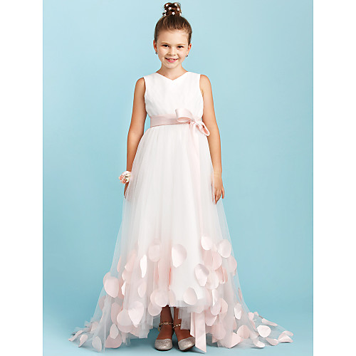 Princess Sweep / Brush Train Junior Bridesmaid Dress Party Satin V Neck with Sashes / Ribbons / Wedding Party
Princess Sweep / Brush Train Junior Bridesmaid Dress Party Satin V Neck with Sashes / Ribbons / Wedding Party
