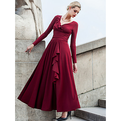 Women's Swing Dress Maxi long Dress Wine Long Sleeve Solid Colored V Neck Streetwear Party Holiday M L XL XXL 3XL / Plus Size / Plus Size
Women's Swing Dress Maxi long Dress Wine Long Sleeve Solid Colored V Neck Streetwear Party Holiday M L XL XXL 3XL / Plus Size / Plus Size