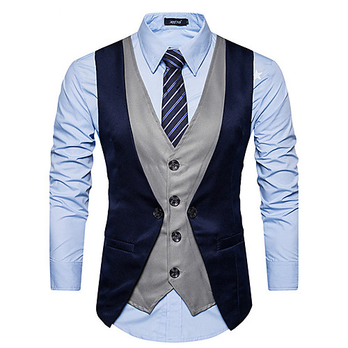 Men's Vest Daily Color Block Slim Polyester Men's Suit Black / Dark Gray / Red - V Neck / Fall / Winter / Sleeveless
Men's Vest Daily Color Block Slim Polyester Men's Suit Black / Dark Gray / Red - V Neck / Fall / Winter / Sleeveless