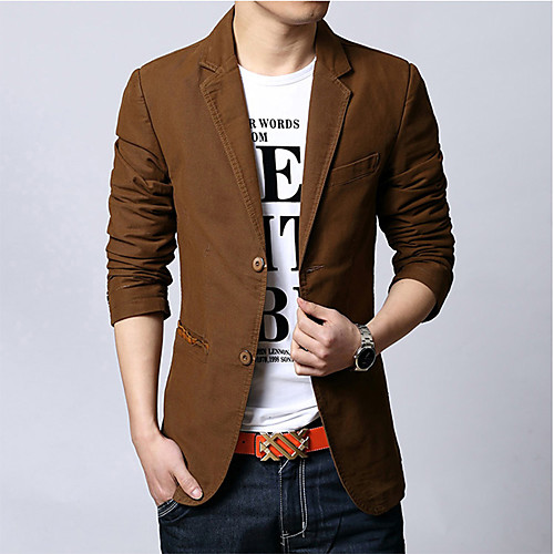Men's Blazer Daily Work Solid Colored Slim Cotton / Polyester Men's Suit Khaki / Black / Brown - Notch lapel collar / Fall / Spring / Long Sleeve / Business Casual
Men's Blazer Daily Work Solid Colored Slim Cotton / Polyester Men's Suit Khaki / Black / Brown - Notch lapel collar / Fall / Spring / Long Sleeve / Business Casual