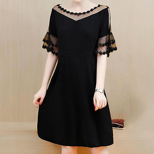 Women's Shift Dress Knee Length Dress Black Half Sleeve Solid Colored Fall Summer Round Neck Party M L XL XXL 3XL 4XL 5XL / Plus Size / Plus Size
Women's Shift Dress Knee Length Dress Black Half Sleeve Solid Colored Fall Summer Round Neck Party M L XL XXL 3XL 4XL 5XL / Plus Size / Plus Size