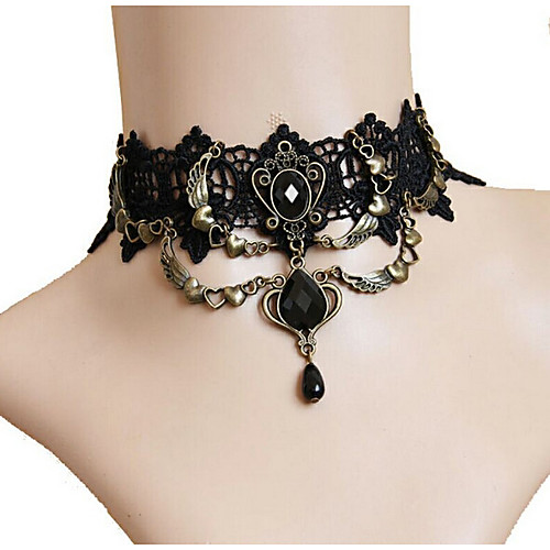 Women's Synthetic Diamond Choker Necklace Ladies Gothic Fashion Lace Alloy Black Necklace Jewelry For Party Stage Cosplay Costumes
Women's Synthetic Diamond Choker Necklace Ladies Gothic Fashion Lace Alloy Black Necklace Jewelry For Party Stage Cosplay Costumes