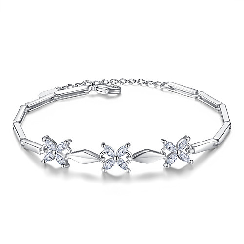Women's Cubic Zirconia Chain Bracelet Baht Chain Flower Ladies Sterling Silver Bracelet Jewelry Silver For Wedding Party
Women's Cubic Zirconia Chain Bracelet Baht Chain Flower Ladies Sterling Silver Bracelet Jewelry Silver For Wedding Party