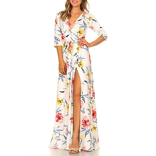 Women's Sheath Dress Maxi long Dress Blue Yellow White Half Sleeve Floral Split Fall Spring Deep V Boho Holiday Ruffle L XL XXL 3XL 4XL 5XL / Plus Size / Plus Size
Women's Sheath Dress Maxi long Dress Blue Yellow White Half Sleeve Floral Split Fall Spring Deep V Boho Holiday Ruffle L XL XXL 3XL 4XL 5XL / Plus Size / Plus Size